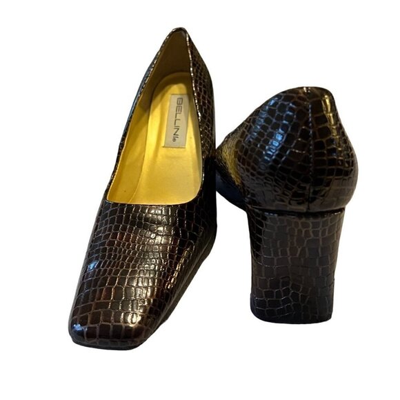 BELLINI Marta Women's Leather Croc Embossed Pump Heels Size 10M - Picture 2 of 10